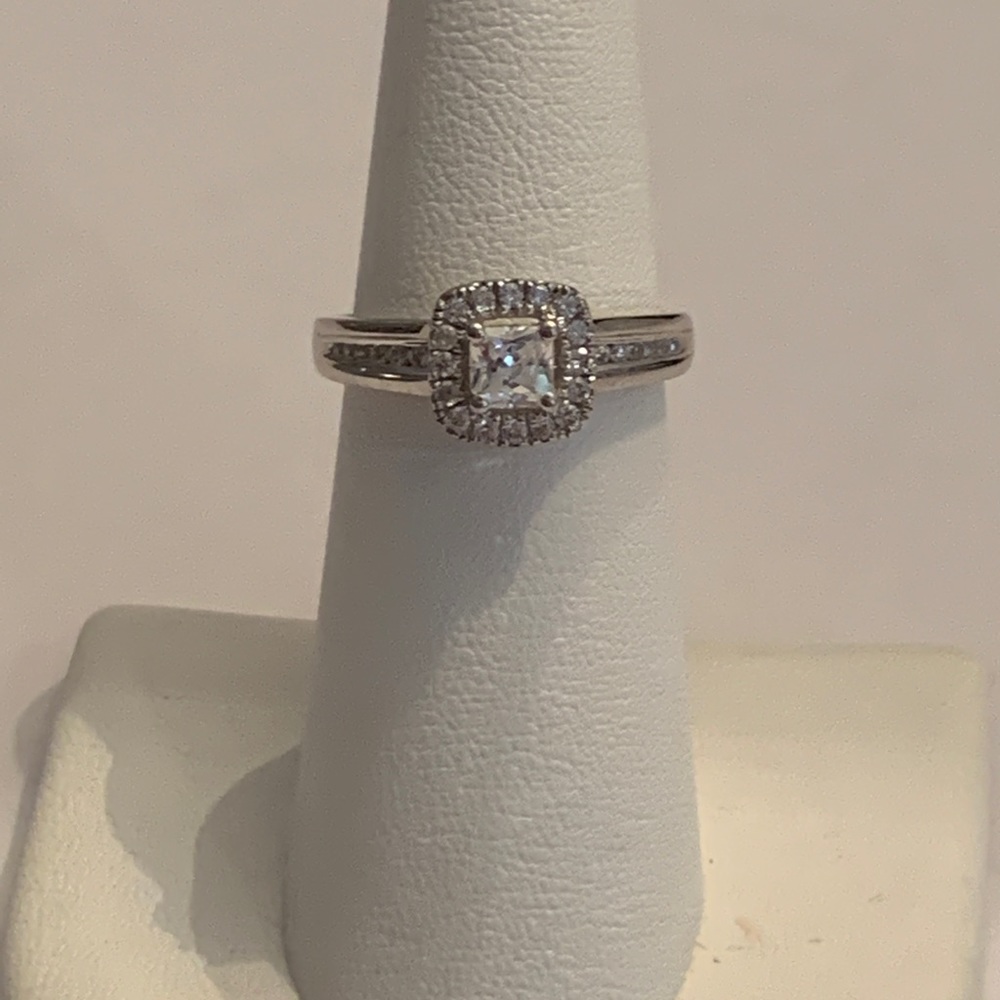 Cubic Zirconia Sterling Ring Square Bling Sz 7